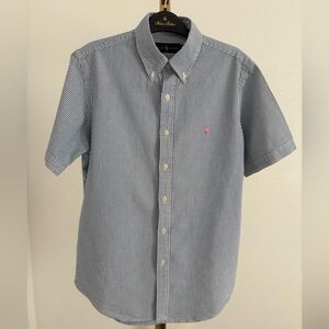 Ralph Lauren Navy and White Striped Button Down Shirt